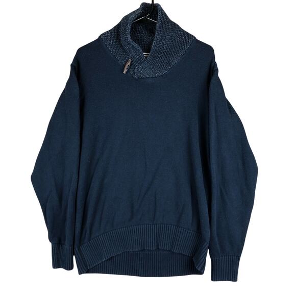 Weatherproof Mens Sweater Blue Cowl Neck Long Sleeve 100% Cotton Large - Picture 1 of 12